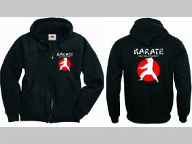 Karate - Sport and Philosophy hrubá mikina na zips s kapucou stiahnuteľnou šnúrkami